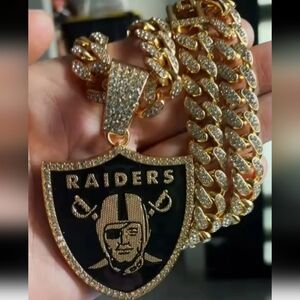 New Raiders football team iced out style 20" choose gold or silver